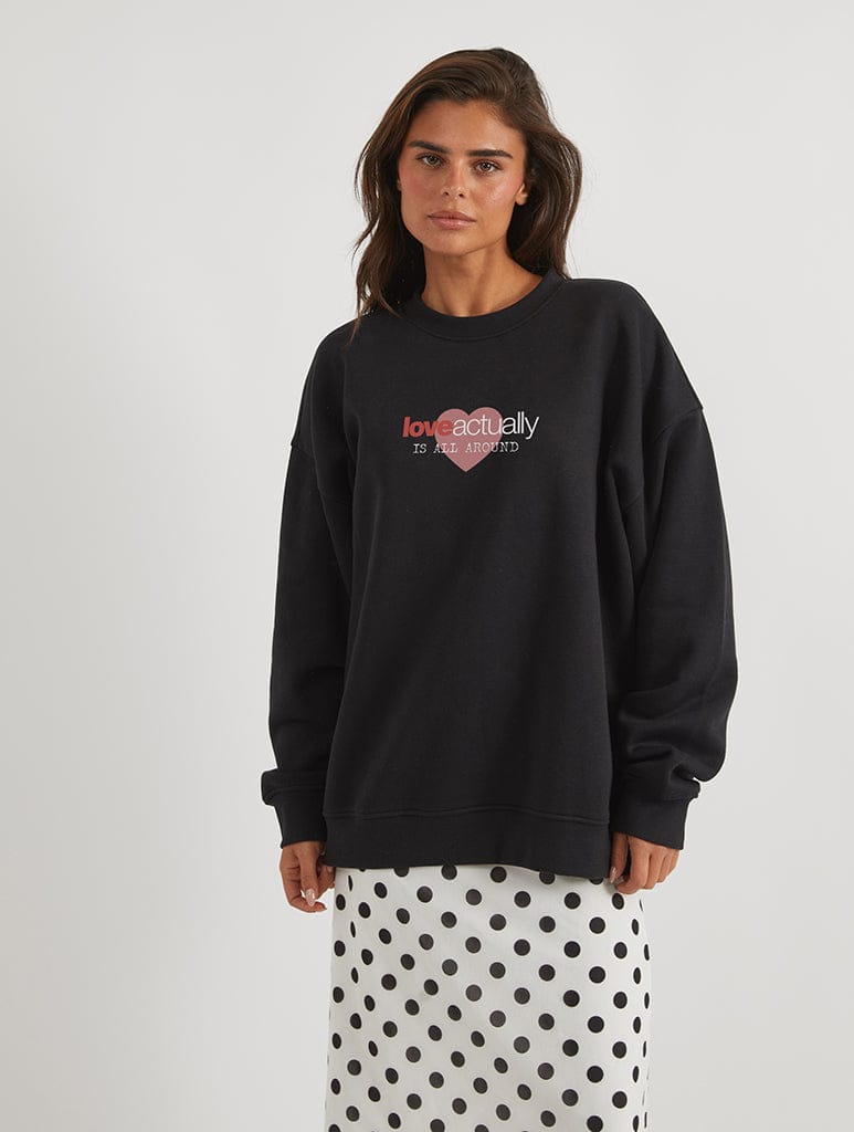 Love Actually x Skinnydip Love Is All Around Sweatshirt In Black Hoodies & Sweatshirts Skinnydip London