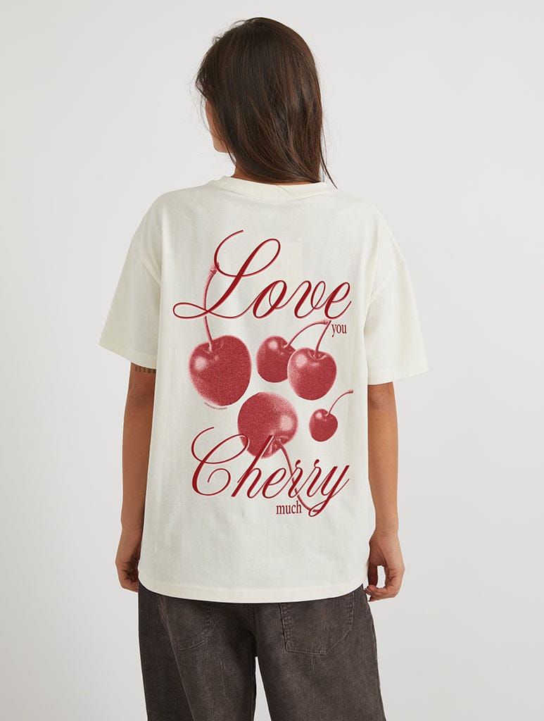 Love You Cherry Much T-Shirt In White Tops & T-Shirts Skinnydip London