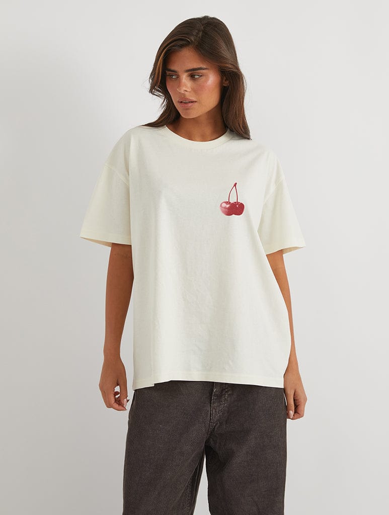 Love You Cherry Much T-Shirt In White Tops & T-Shirts Skinnydip London