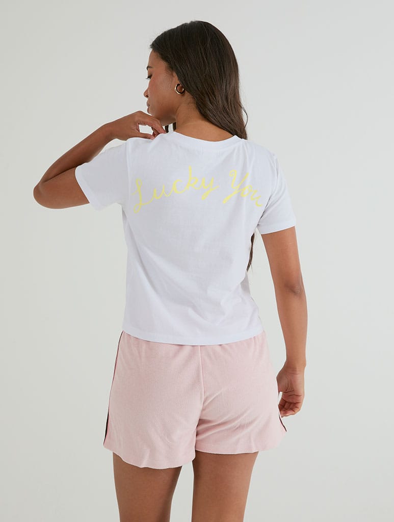 Lucky You Locket Baby T-Shirt In White Tops & T-Shirts Skinnydip London