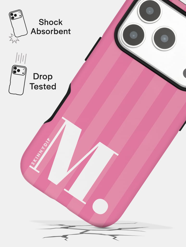 'M' Initial Patterned Pink Ultra Protective iPhone Case Phone Cases Skinnydip London