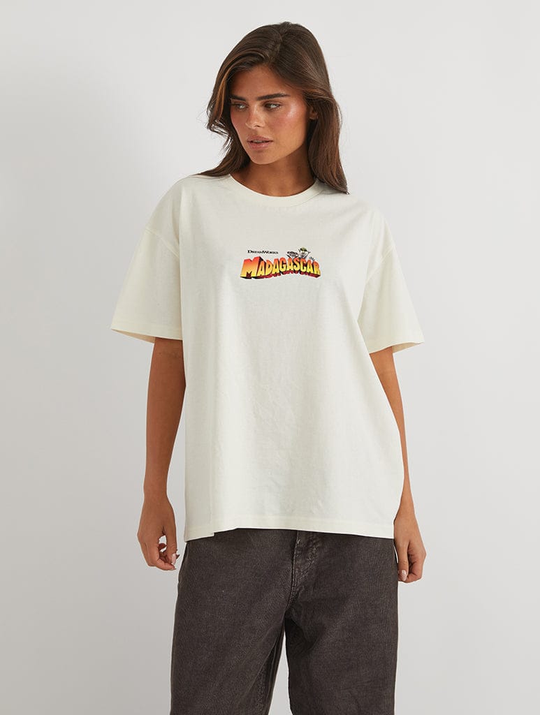 Madagascar x Skinnydip Poster T-Shirt In White Tops & T-Shirts Skinnydip London