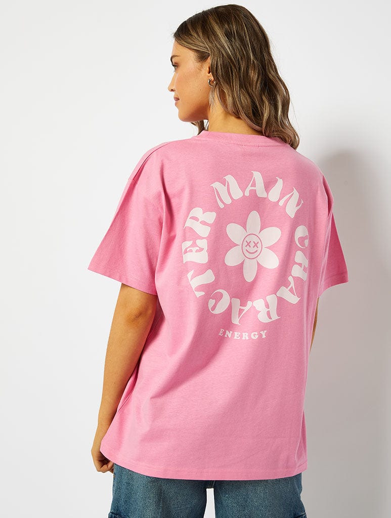 Main Character Energy Oversized T-Shirt in Pink Tops & T-Shirts Skinnydip London