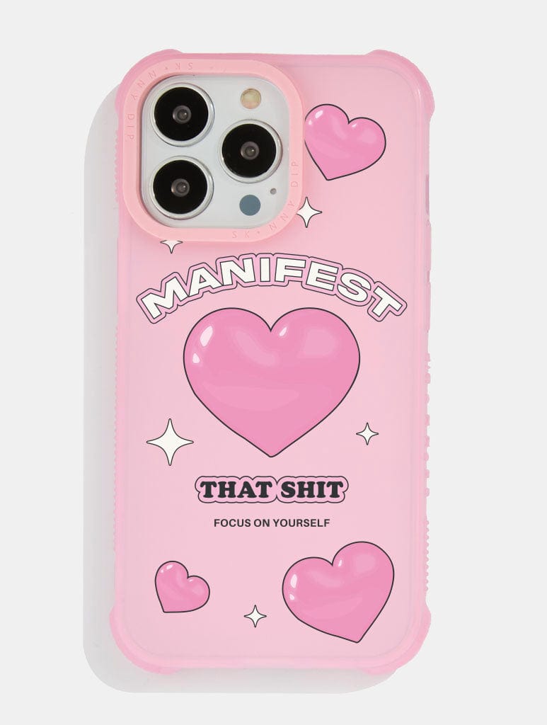 Manifest That Shit Pink Shock iPhone Case Phone Cases Skinnydip London