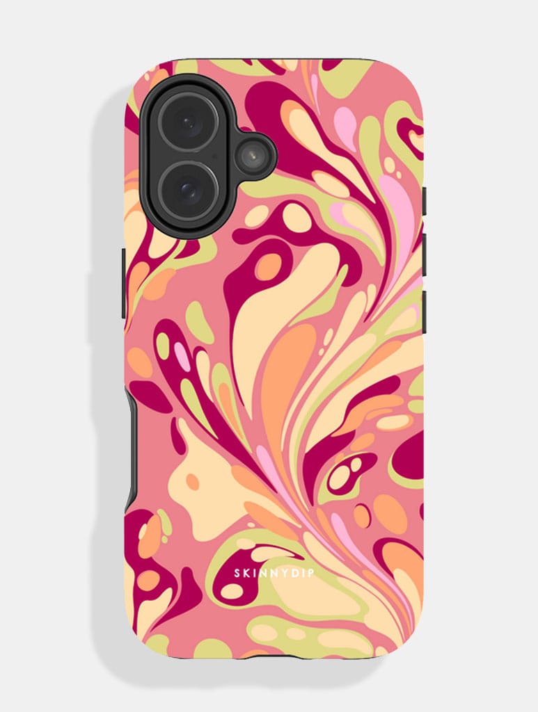 Marble Swirl Pink Yellow Green And Orange Ultra Protective iPhone Case Phone Cases Skinnydip London