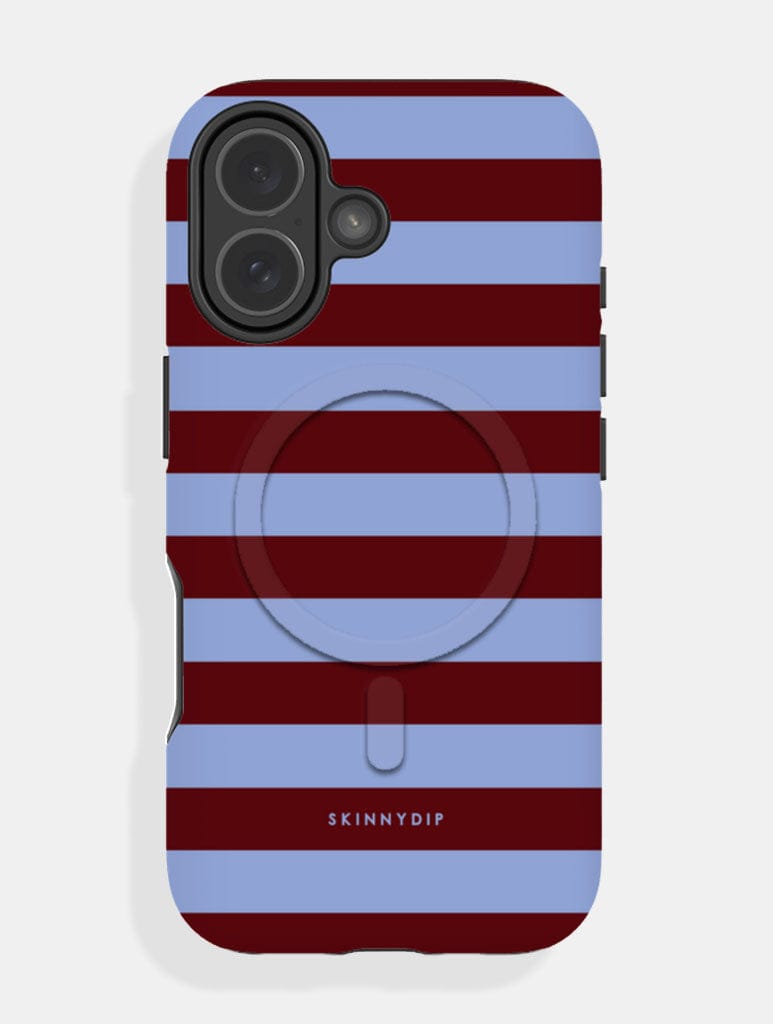 Maroon and Blue Stripes iPhone Magsafe Ultra Protective Case Phone Cases Skinnydip London