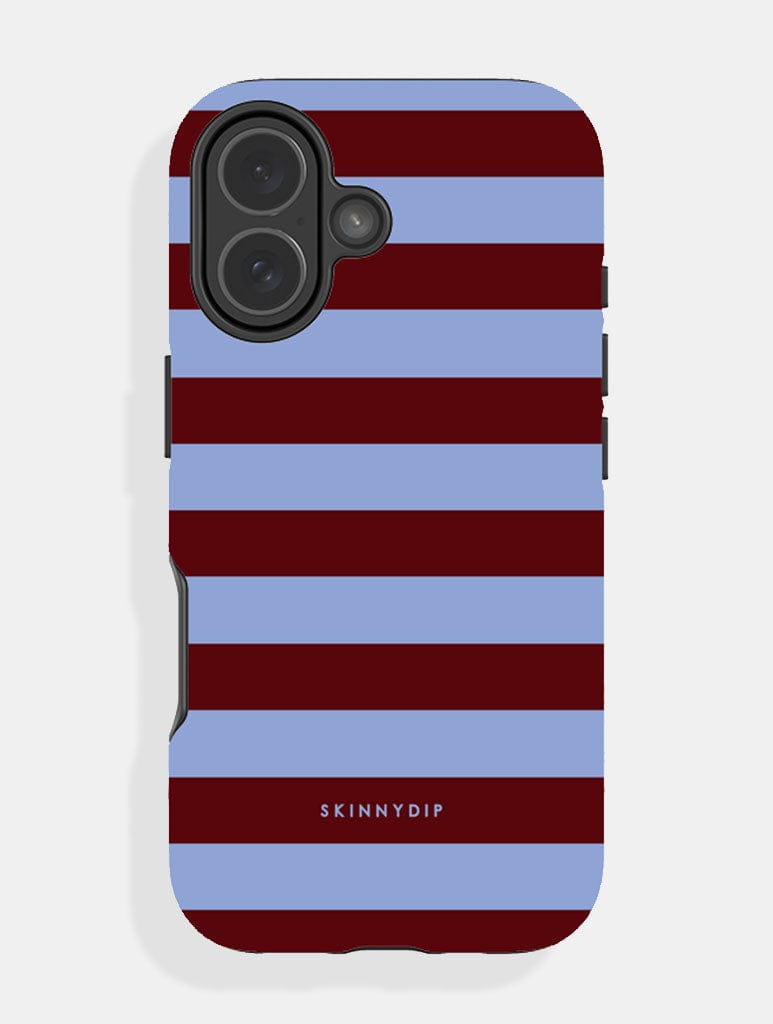 Maroon and Blue Stripes Ultra Protective iPhone Case Phone Cases Skinnydip London