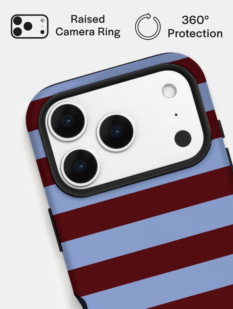 Maroon and Blue Stripes Ultra Protective iPhone Case Phone Cases Skinnydip London