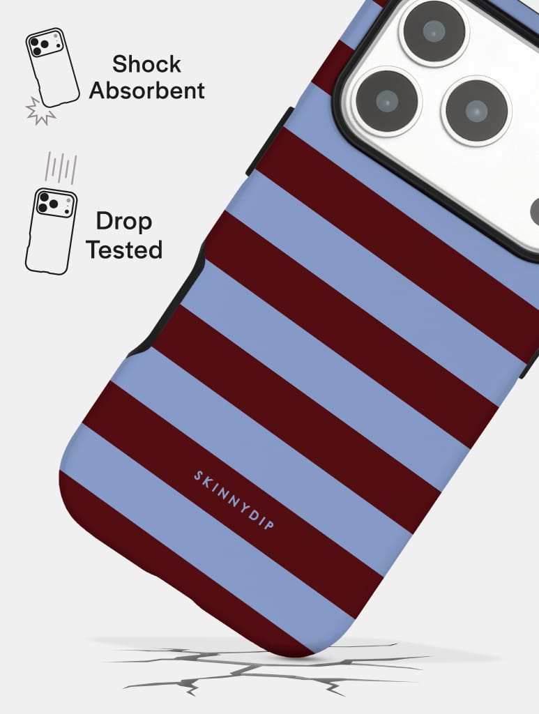Maroon and Blue Stripes Ultra Protective iPhone Case Phone Cases Skinnydip London