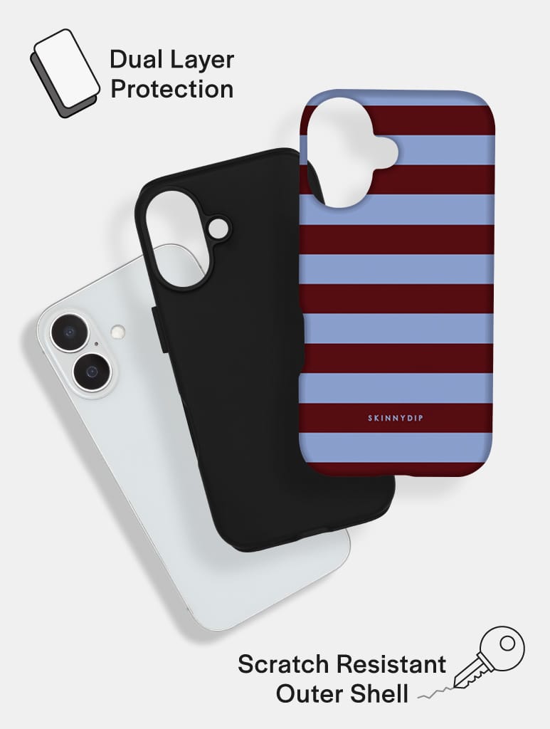 Maroon and Blue Stripes Ultra Protective iPhone Case Phone Cases Skinnydip London