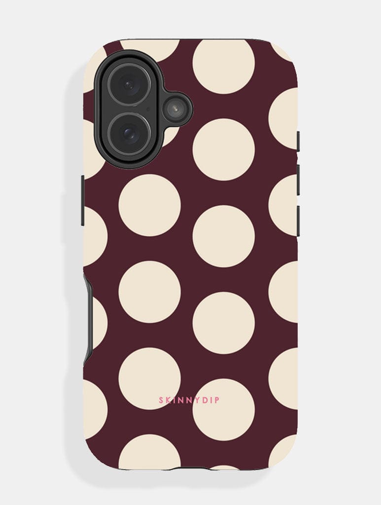 Maroon and Cream Polka Dots Ultra Protective iPhone Case Phone Cases Skinnydip London