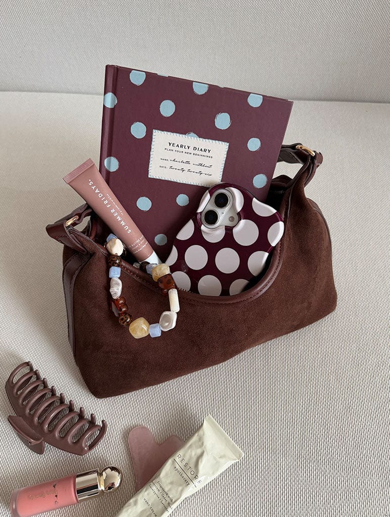 Maroon and Cream Polka Dots Wiggle Ultra Protective iPhone Case Phone Cases Skinnydip London