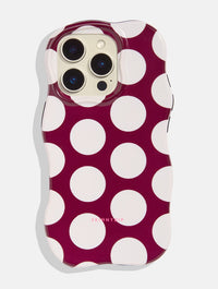 Maroon and Cream Polka Dots Wiggle Ultra Protective iPhone Case Phone Cases Skinnydip London