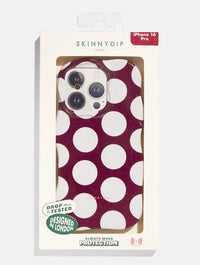 Maroon and Cream Polka Dots Wiggle Ultra Protective iPhone Case Phone Cases Skinnydip London
