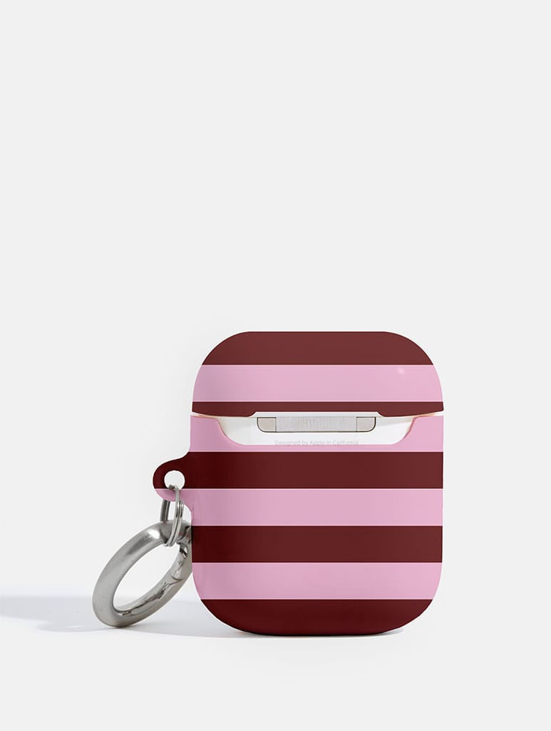 Maroon and Pink Stripes AirPods Case AirPods Cases Skinnydip London