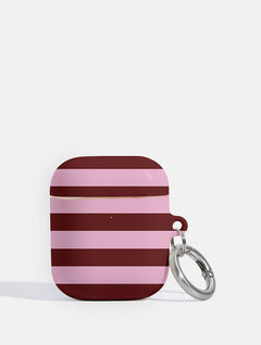 Maroon and Pink Stripes AirPods Case AirPods Cases Skinnydip London