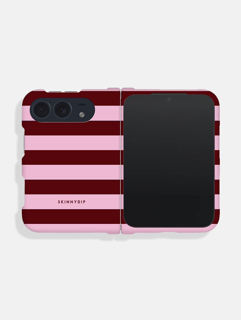 Maroon And Pink Stripes Impact Resistant iPhone Duo Case Phone Cases Skinnydip London