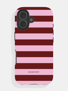 Maroon and Pink Stripes Ultra Protective iPhone Case Phone Cases Skinnydip London