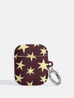 Maroon and Yellow Ditsy Star AirPods Case AirPods Cases Skinnydip London