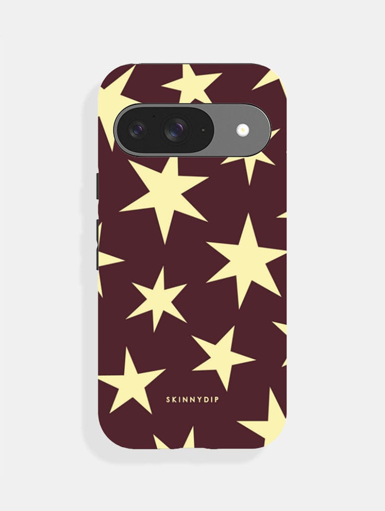 Maroon and Yellow Ditsy Star Ultra Protective Google Pixel Case Phone Cases Skinnydip London