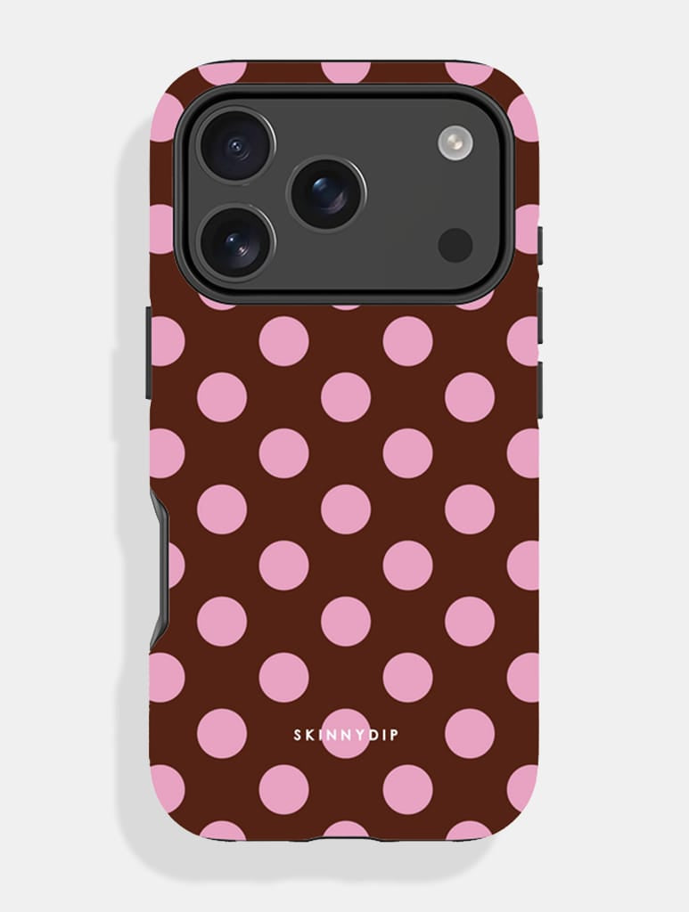 Maroon Pink Large Polka Dot Ultra Protective iPhone Case Phone Cases Skinnydip London