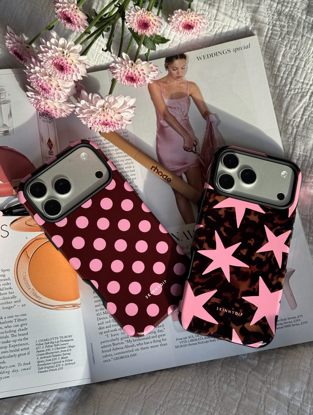 Maroon Pink Large Polka Dot Ultra Protective iPhone Case Phone Cases Skinnydip London