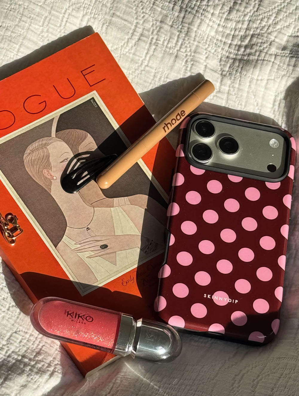 Maroon Pink Large Polka Dot Ultra Protective iPhone Case Phone Cases Skinnydip London