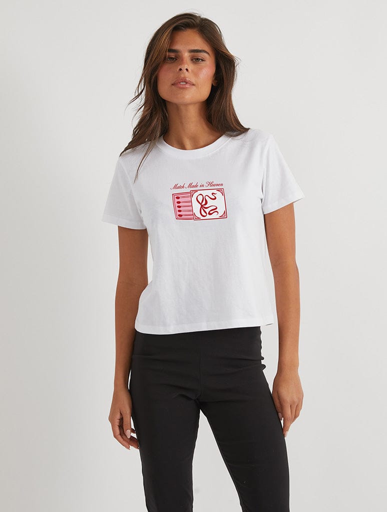 Match Made In Heaven Baby T-Shirt In White Tops & T-Shirts Skinnydip London