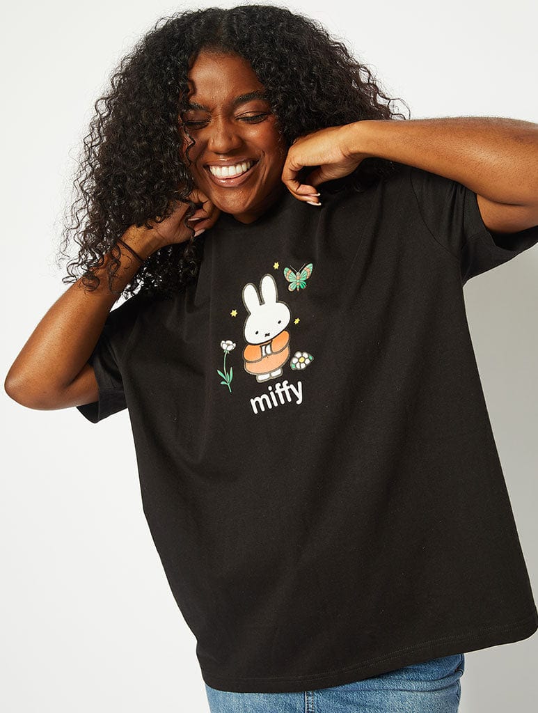 Miffy x Skinnydip Black Oversized T-Shirt Tops & T-Shirts Skinnydip London