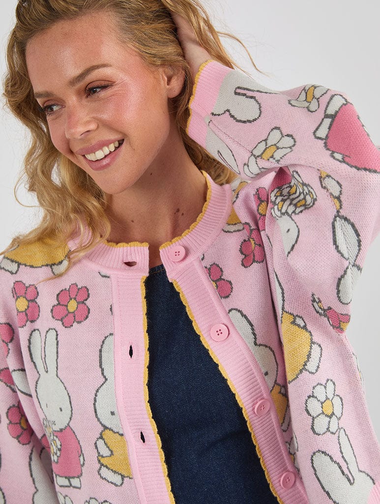 Miffy x Skinnydip Flower Knitted Cardigan | Pink Cardigans