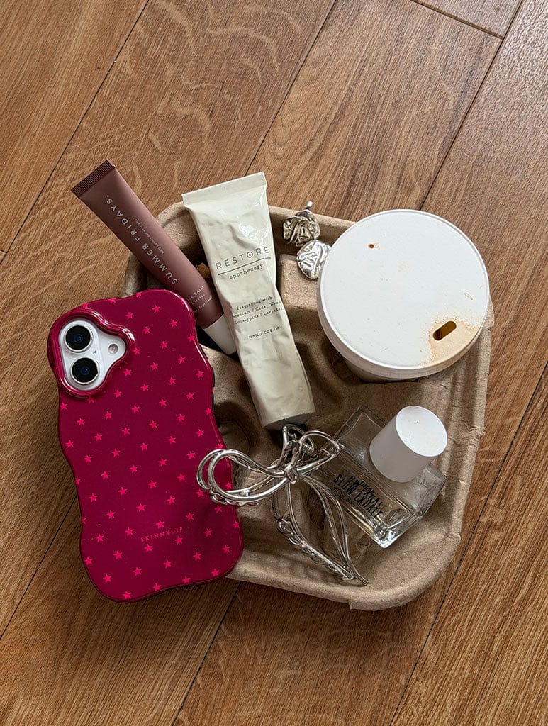 Mini Star Burgundy and Pink Wiggle Ultra Protective iPhone Case Phone Cases Skinnydip London