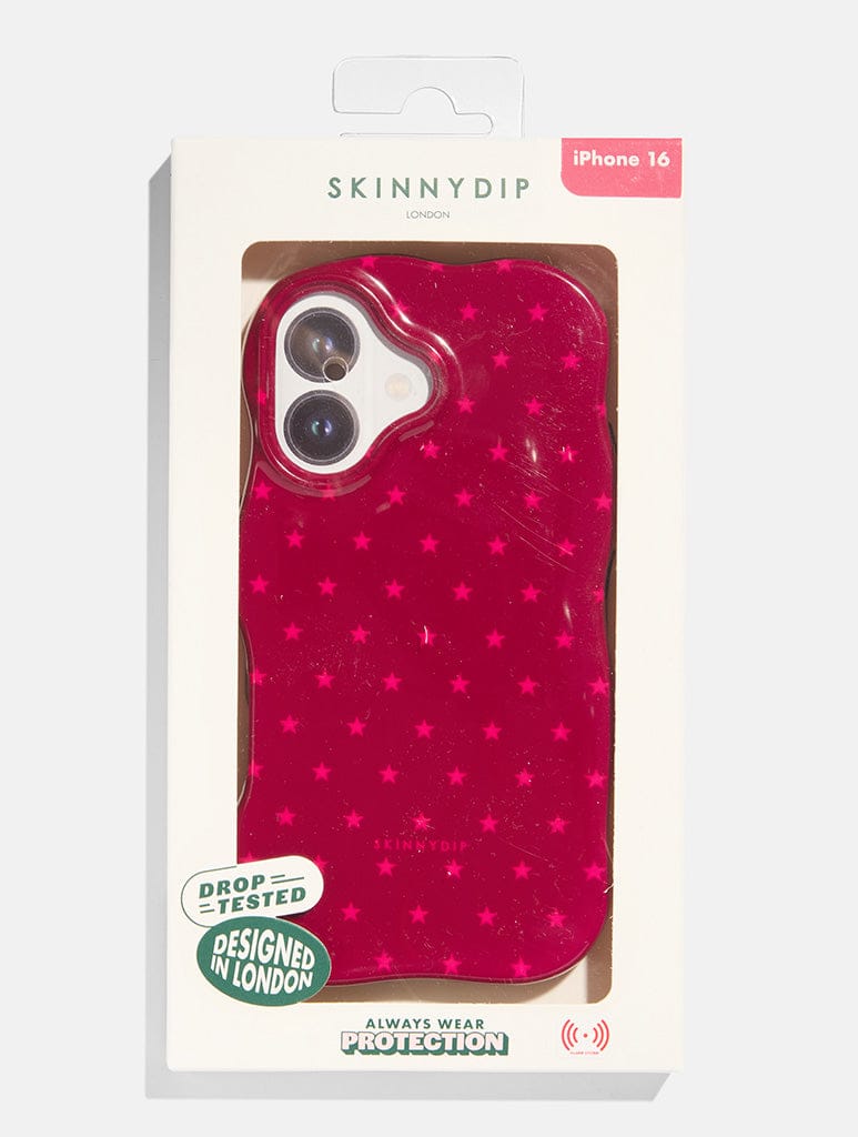 Mini Star Burgundy and Pink Wiggle Ultra Protective iPhone Case Phone Cases Skinnydip London