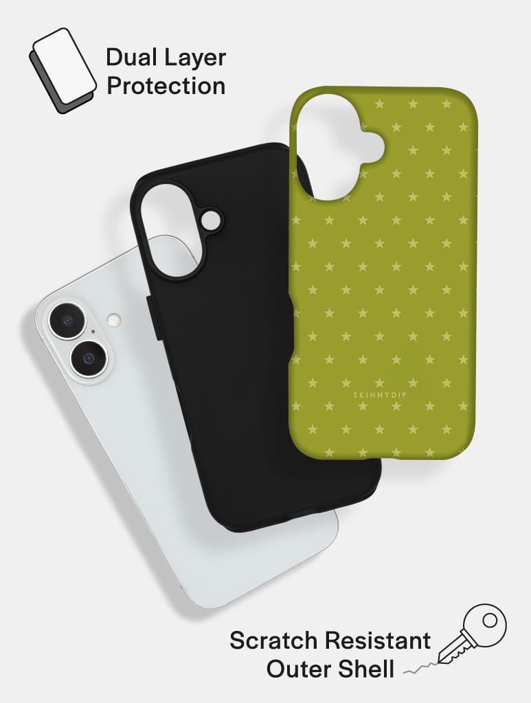 Mini Star Olive Green Ultra Protective iPhone Case Phone Cases Skinnydip London