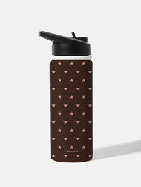 Mini Stars Chocolate Brown 18oz Stainless Steel Water bottle Water Bottles Skinnydip London