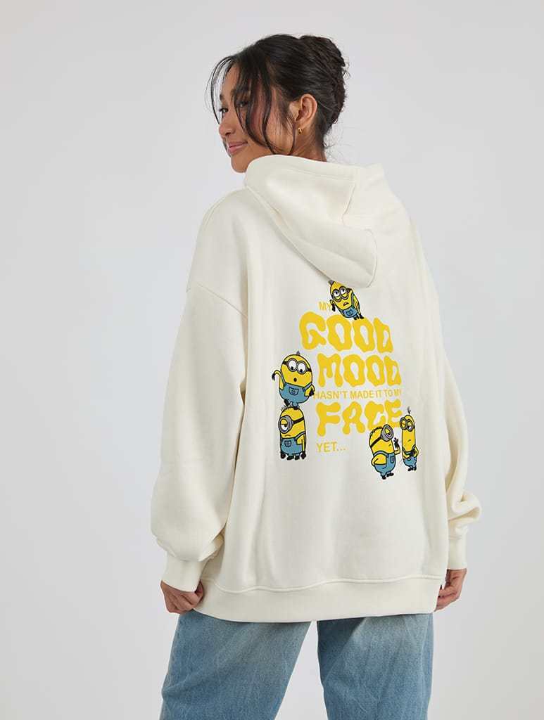 Minions x Skinnydip Good Mood Hoodie In White Hoodies & Sweatshirts Skinnydip London