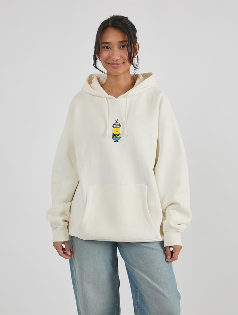 Minions x Skinnydip Good Mood Hoodie In White Hoodies & Sweatshirts Skinnydip London