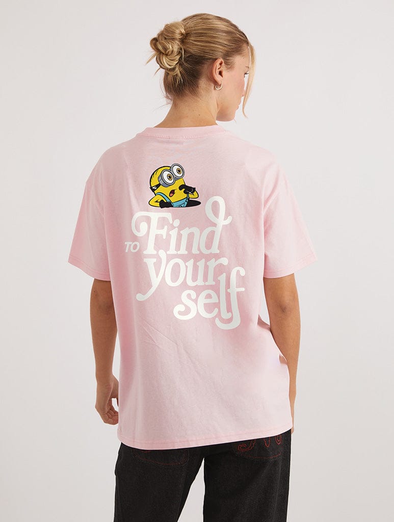 Minions x Skinnydip Lose Yourself T-Shirt In Pink Tops & T-Shirts Skinnydip London