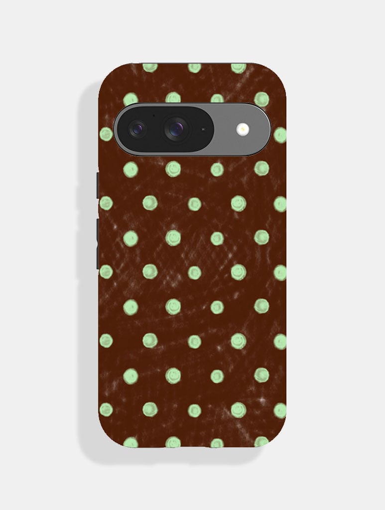 Mint And Brown Painted Polka Dot Ultra Protective Google Pixel Case Phone Cases Skinnydip London