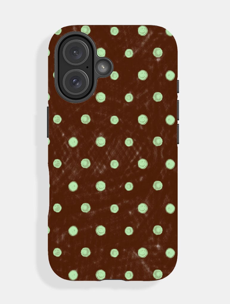 Mint And Brown Painted Polka Dot Ultra Protective iPhone Case Phone Cases Skinnydip London