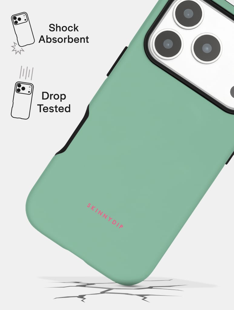 Mint with Fuchsia Solid Colour Ultra Protective iPhone Case Phone Cases Skinnydip London