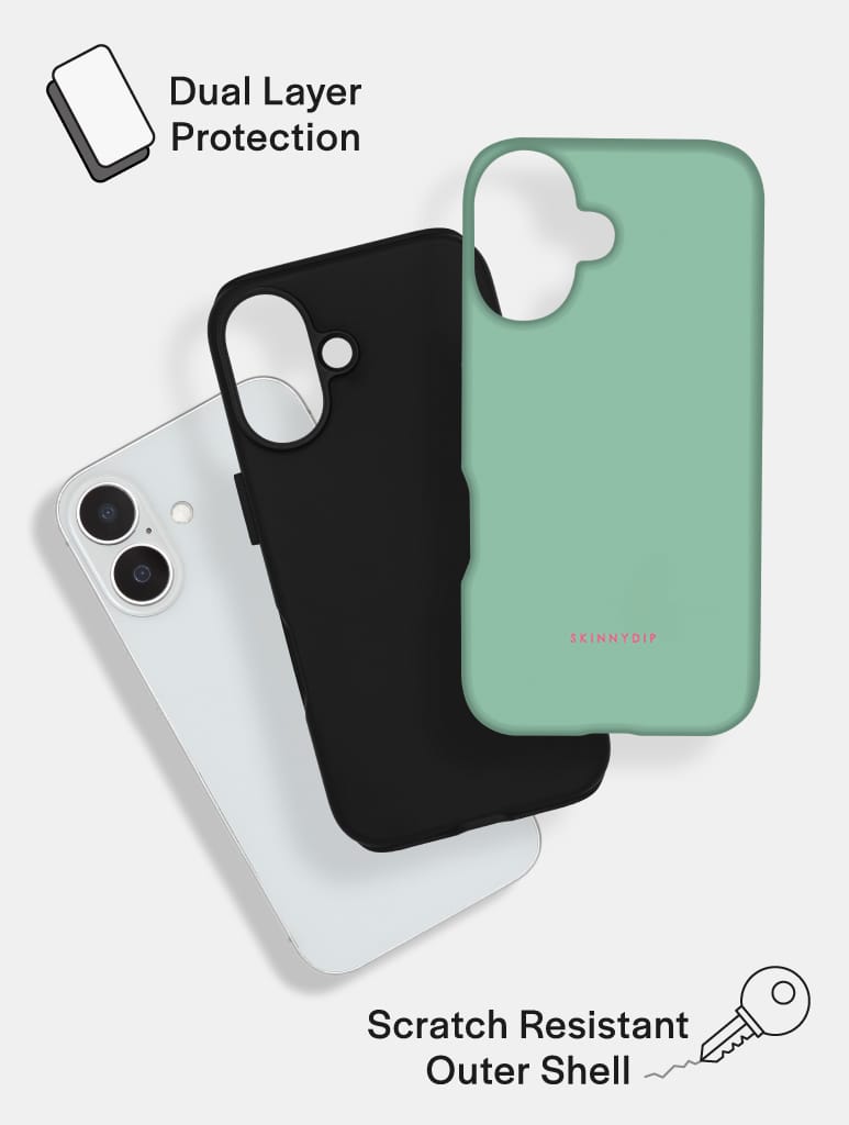 Mint with Fuchsia Solid Colour Ultra Protective iPhone Case Phone Cases Skinnydip London