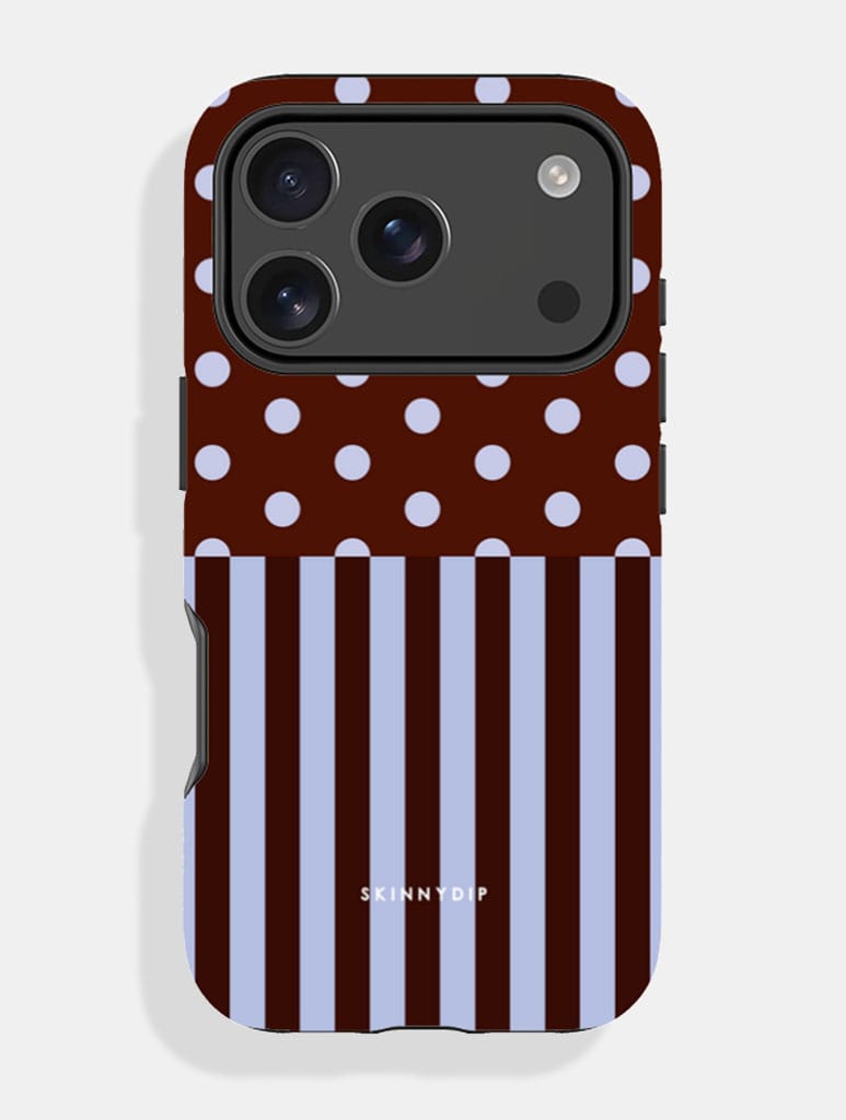 Mixed Pattern Blue And Brown Ultra Protective iPhone Case Phone Cases Skinnydip London