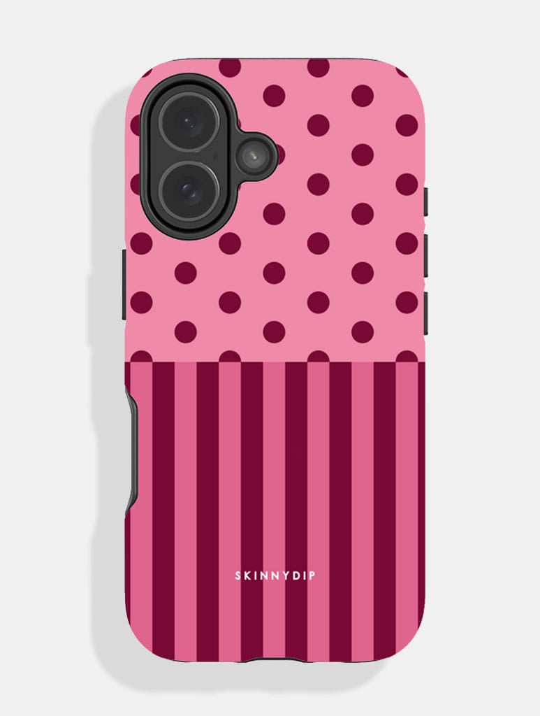 Mixed Pattern Pink And Burgundy Ultra Protective iPhone Case Phone Cases Skinnydip London