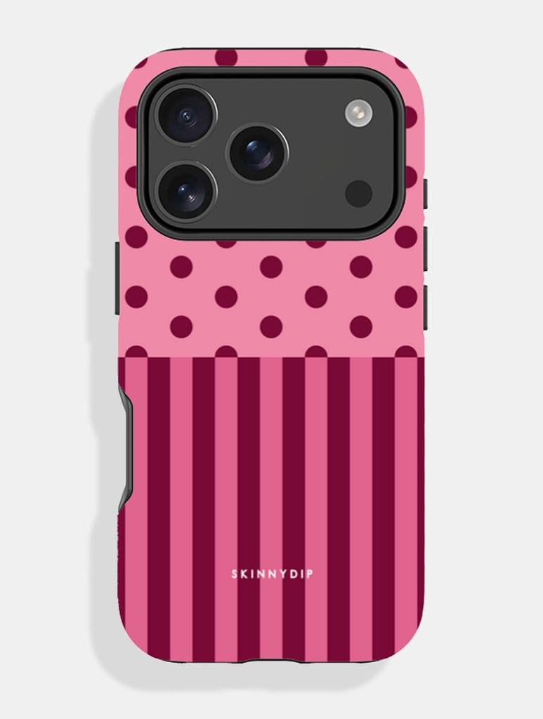 Mixed Pattern Pink And Burgundy Ultra Protective iPhone Case Phone Cases Skinnydip London