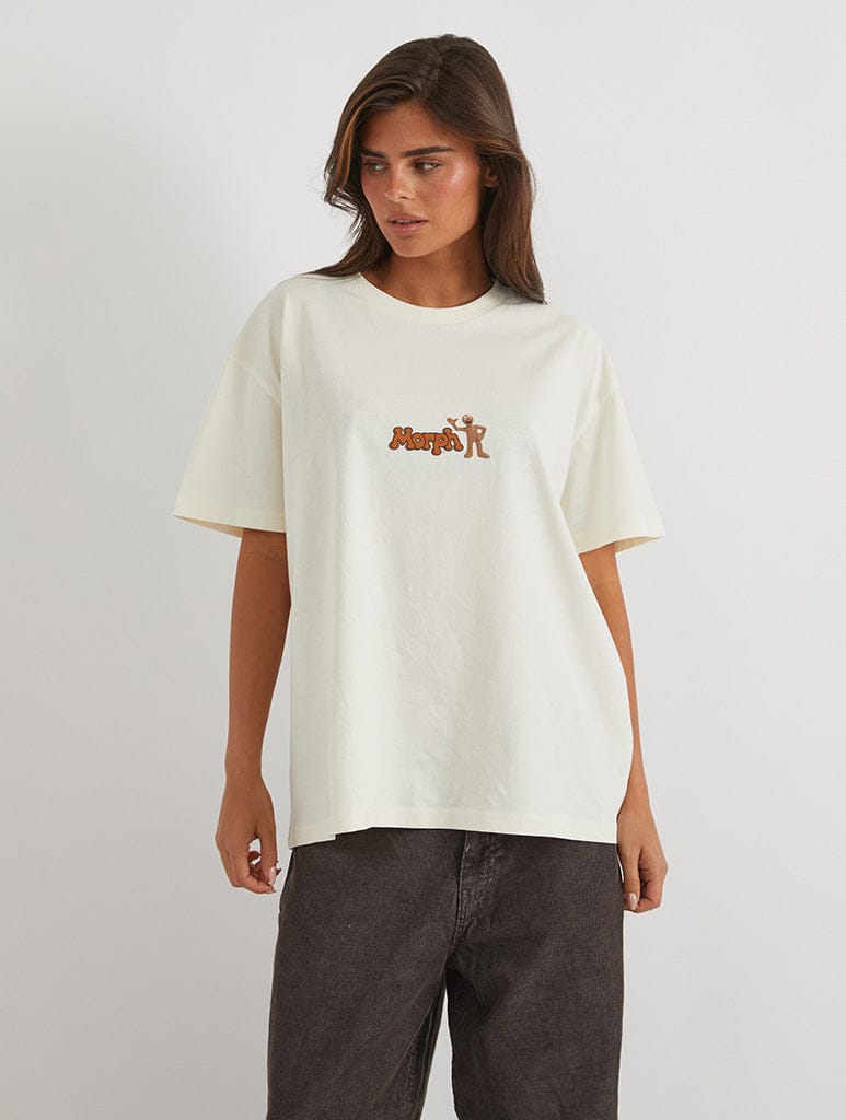 Morph x Skinnydip Vintage Still T-Shirt In White Tops & T-Shirts Skinnydip London