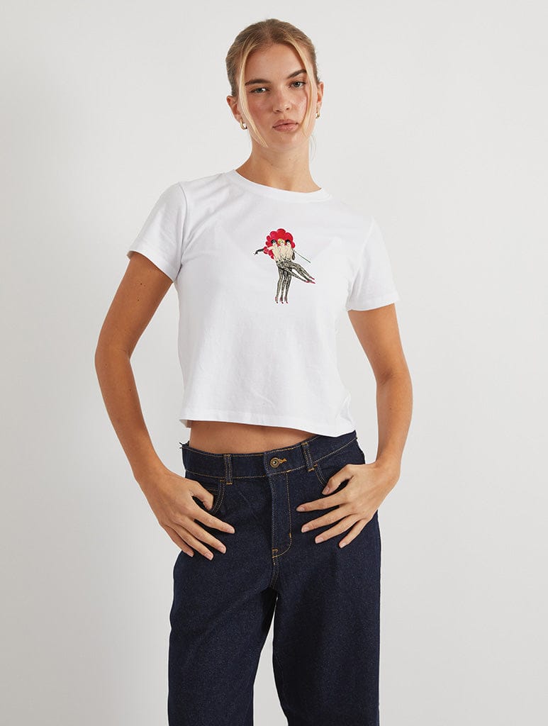 Moulin Rouge x Skinnydip Dancers Baby T-Shirt In White Tops & T-Shirts Skinnydip London