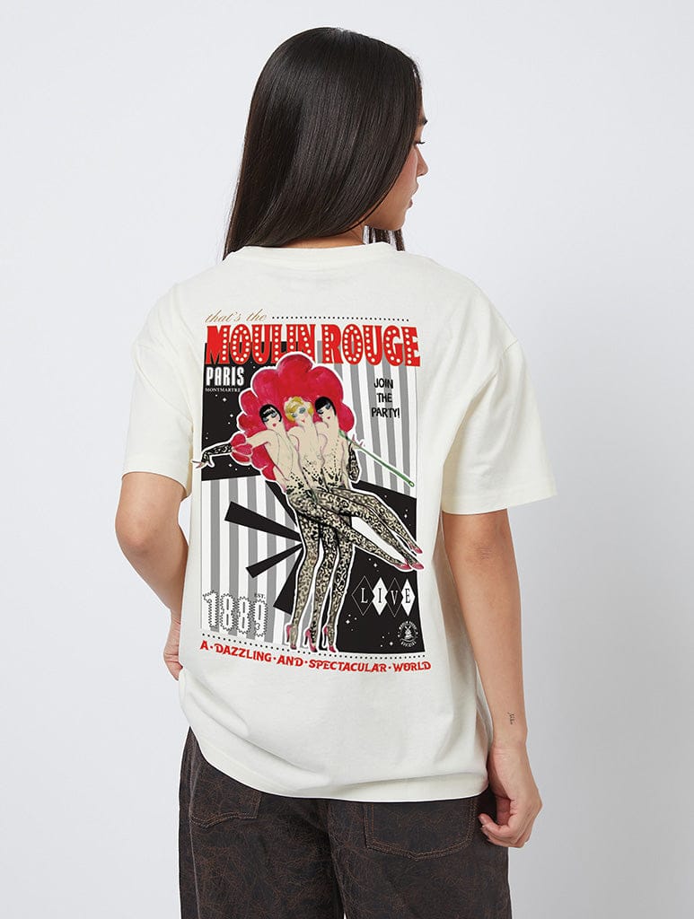 Moulin Rouge x Skinnydip Join The Party T-Shirt In White Tops & T-Shirts Skinnydip London