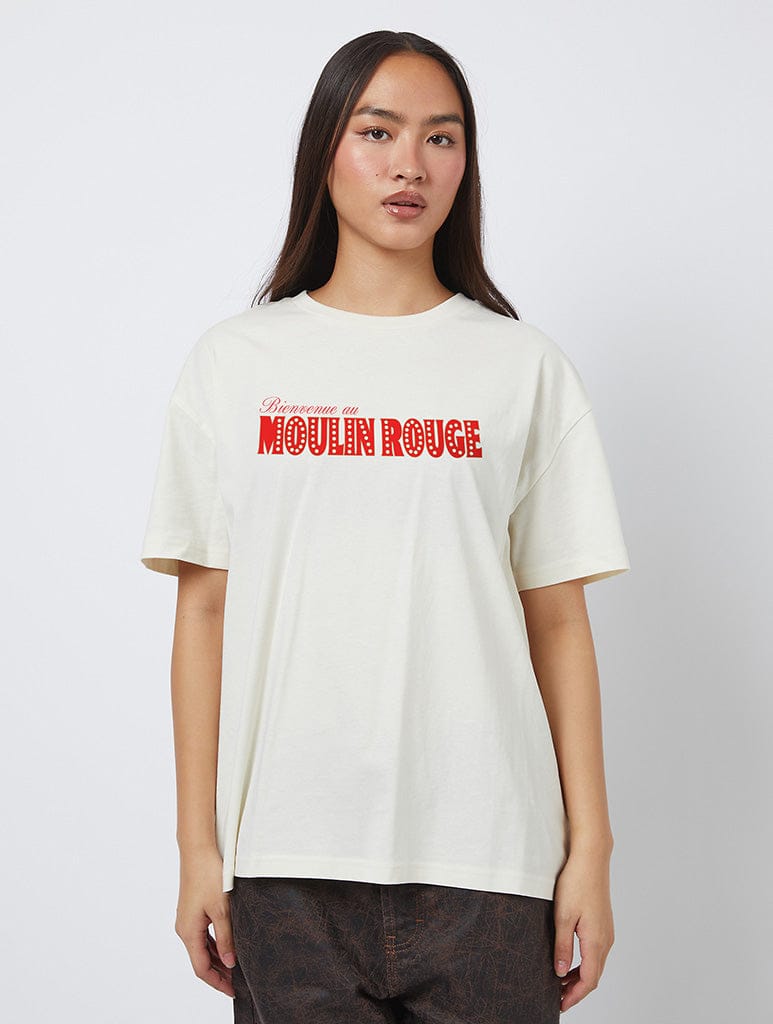 Moulin Rouge x Skinnydip Join The Party T-Shirt In White Tops & T-Shirts Skinnydip London