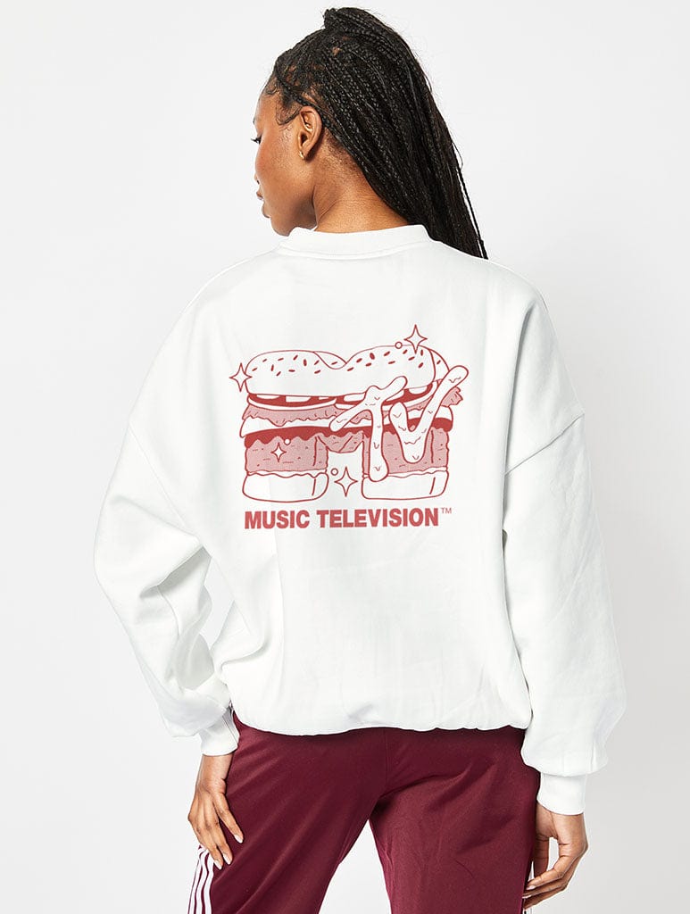 MTV Fries Sweatshirt in White Hoodies & Sweatshirts Skinnydip London