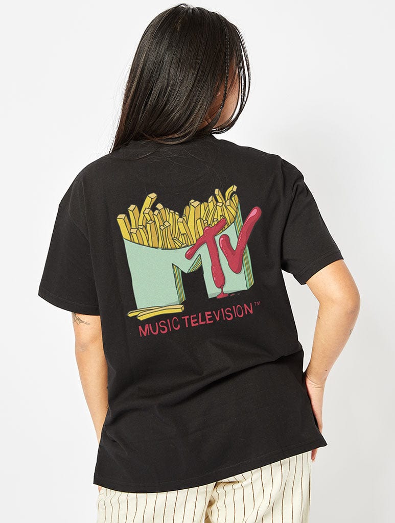 MTV Fries T-Shirt in Black Tops & T-Shirts Skinnydip London